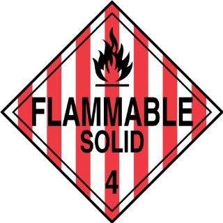 Accuform Signs MPL401VP1 Plastic Hazard Class 4 DOT Placard, Legend "FLAMMABLE SOLID 4" with Graphic, 10 3/4" Width x 10 3/4" Length, Black on Red/White Stripe