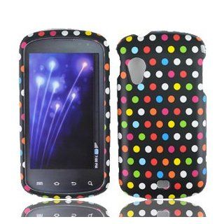 Samsung i405 i 405 Stratosphere Black with Multicolor Polka Dots Design Rubber Feel Snap On Hard Protective Cover Case Cell Phone (Free by ellie e. Wristband) Cell Phones & Accessories