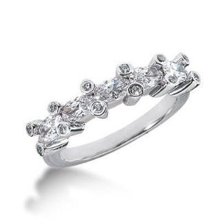 14K Gold Diamond Anniversary Wedding Ring 12 Round Brilliant, 5 Oval Shaped Diamonds 1.37 ctw. 204WR38614K Wedding Bands Wholesale Jewelry