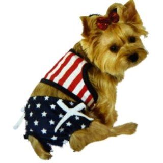 Simply Dog Patriotic Red White & Blue Stars & Stripes 2 Piece Dog Bikini XXS
