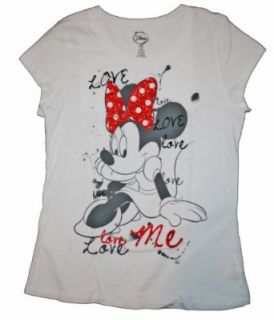 Minnie Mouse Junior Girls T Shirt (L 11/13, White) Clothing