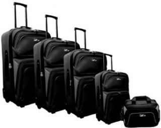 Totes 5 Piece Luggage Set with Diamond Nylon Trim, Black/Grey Clothing