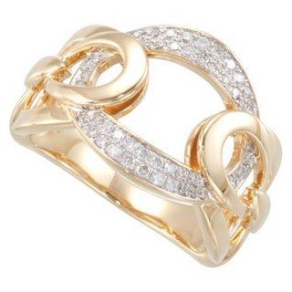 Diamond Ring With Rhodium Plating 14K Yellow Gold 1/4 Ct Tw Diamond Ring W/Rhodium Plating Jewelry