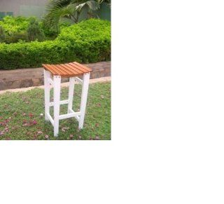 Indoor or Outdoor Painted Acacia Backless Patio Bar Stool Chair   Barstools Without Backs