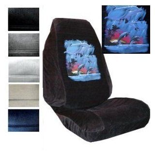 Seat Cover Connection Dolphins print 2 High Back Bucket Car Truck SUV Seat Covers   Tan Automotive
