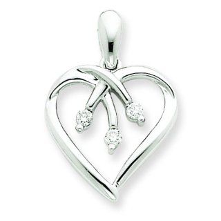 14K White Gold .10ct Diamond Heart Pendant Jewelry Jewelry