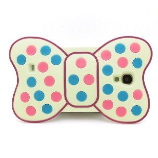 Best2buy365 Lovely 3D Blue&Pink Dots Frame Bow knot Soft Silicone Case Cover Compatible for Samsung Galaxy S4 I9500 S IV+1x 3.5mm wine bottle dust plug Cell Phones & Accessories