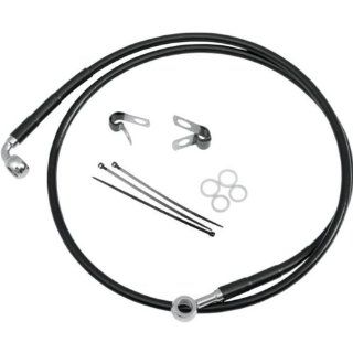 Drag Specialties Extended Stainless Steel Front Brake Line Kit   Black Vinyl Coated   33 5/4in. 691216 2BLK Automotive
