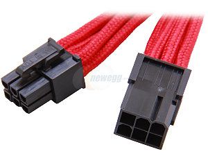 Silverstone PP07 IDE6R 11.81" Sleeved Extension Power Supply Cable, 1 x 6pin to PCI E 6pin Connector