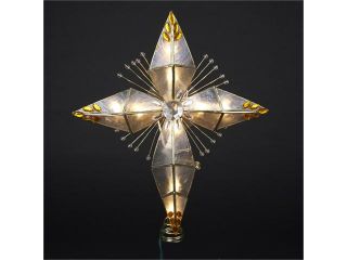 10" Lighted Gold Capiz Cross Christmas Tree Topper   Clear Lights