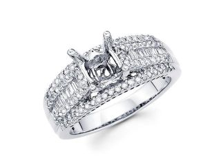 Setting with Sidestones Diamond Engagement Ring 18k White Gold .61 CT