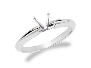 Solitaire Engagement Ring Setting 14K White Gold Semi Mount Thin Band All Sizes