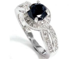 1.35CT AAA Black Diamond Engagement Vintage Antique 14K White Gold Ring Hal 4 9