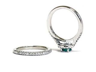 .75CT Blue Diamond Halo 14K White Gold Engagement Matching Wedding Ring 14KT Set