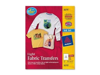 Avery Personal Creations Inkjet Light T Shirt Iron On Transfers, White, 12 Sheets/Pack