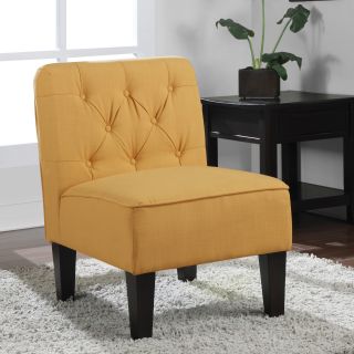 Tufted French Yellow Slipper Chair
