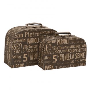 Classic Old Time Wood Leather Box (set Of 2)