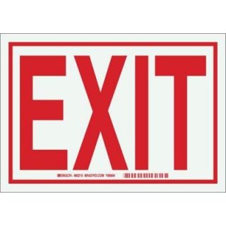 Brady 7 in. x 10 in. Glow in the Dark Self Stick Polyester Exit Sign with Box Around Edge 80215