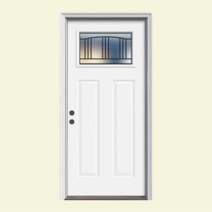 JELD WEN Premium Madison Craftsman Painted Steel Entry Door with Brickmold N11776