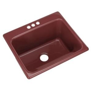 Thermocast Kensington Drop in Acrylic 25x22x12 in. 3 Hole Single Bowl Utility Sink in Raspberry Puree 21365