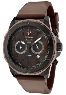 Bulova 98B128  Watches,Mens Marine Star Chronograph Brown Dial Brown Rubber, Chronograph Bulova Quartz Watches