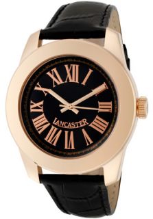 Lancaster Italy OLA0471NR NR  Watches,Non Plus Ultra Black Dial Rose Gold IP Case Black Calf Leather, Casual Lancaster Italy Quartz Watches