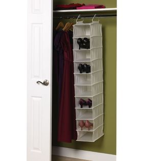 Household Essentials  10 Pocket Wide Hanging Organizer/plastic shelves