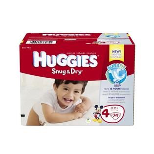 Huggies  Snug & Dry Diapers, Size 4(22 37 lb), Jumbo,74 Diapers
