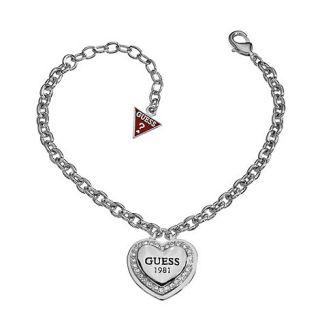 Guess Rhodium plated bracelet with a classic branded heart