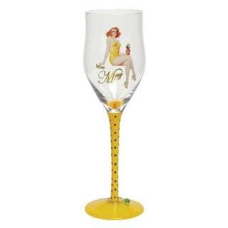   Studio Calendar Girl Wine Glass with Beaded Stem Charm, Miss May