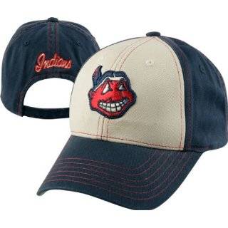   Cleveland INDIANS Navy Blue Hat Cap Adjustable Velcro TWILL Throwback