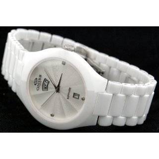   Mens ON676 M BLU Ceramic Sapphire Crystal Lizard Strap Watch Watches