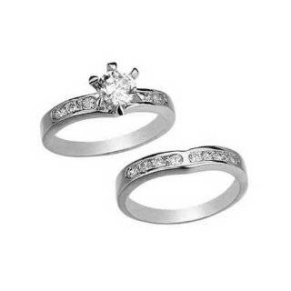   CZ Wedding Ring Set  14KT White Gold Filled CZ Wedding Rings set by