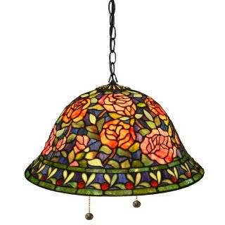 Tiffany style Southern Belle Rose Hanging Lamp