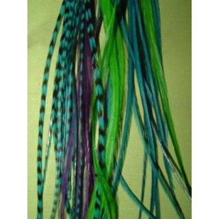 Fairy Dust 7 12 Feather Hair Extension Kit Grizzly Turquoise, solid 