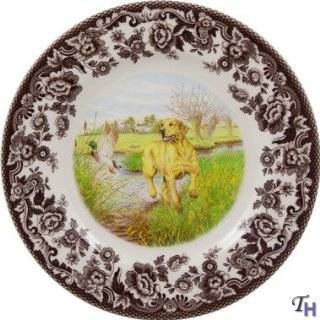 Spode Woodland Hunting Dogs Flat Coated Pointer Salad Plate  