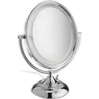 Jerdon HL958C 8 inch x 10 inch Table Top Lighted Mirror, 8X 