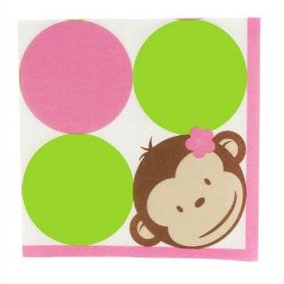Pink Mod Monkey Lunch Napkins (16) Party Supplies