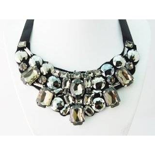   Crystal Rhinestone Alloy Beads Floral Ribbon Fashion Bib Necklace