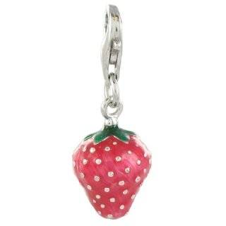  Silver Plated Red Enamel Strawberry Charm 12mm (1) Arts 