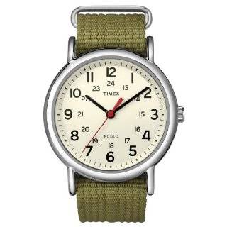  Mens Timex Weekender Green Fabric Strap Watch Watches